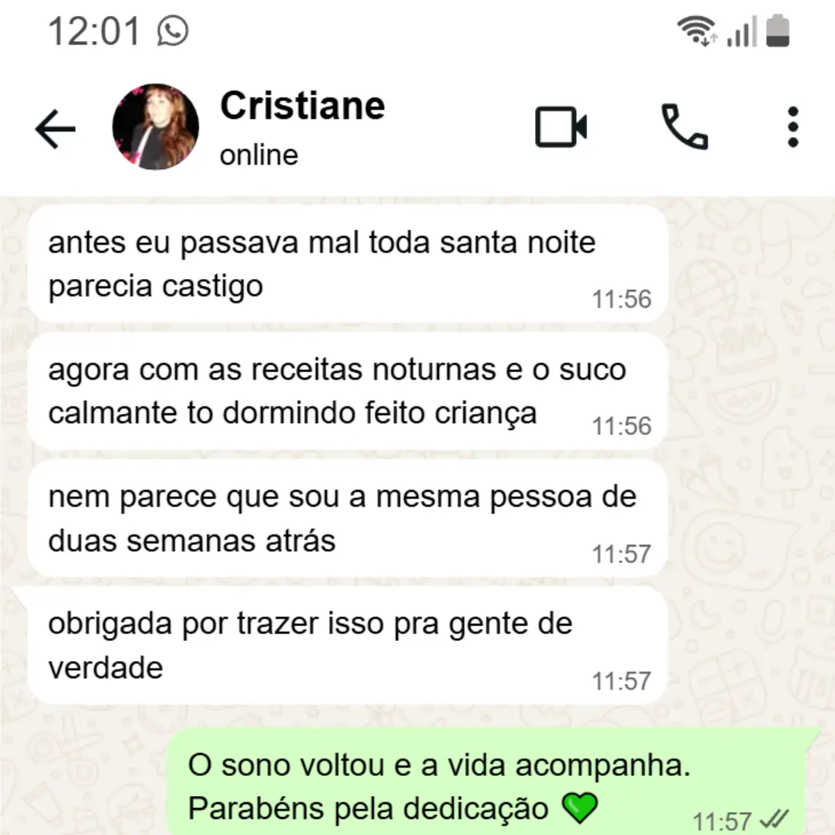 Depoimento WhatsApp Cristiane