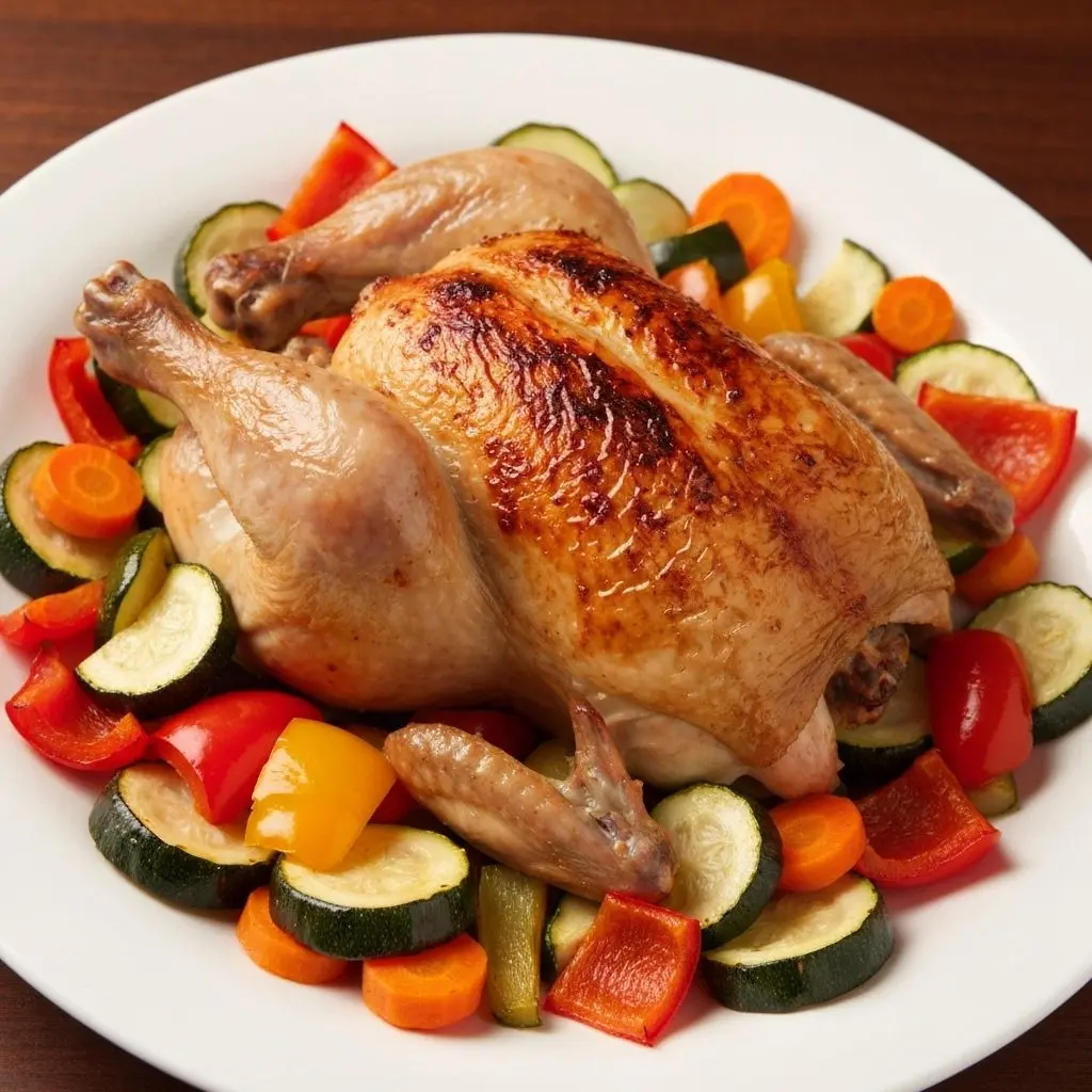 Frango ao forno com legumes