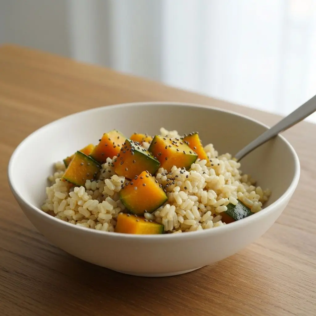 Arroz integral com abóbora e chia