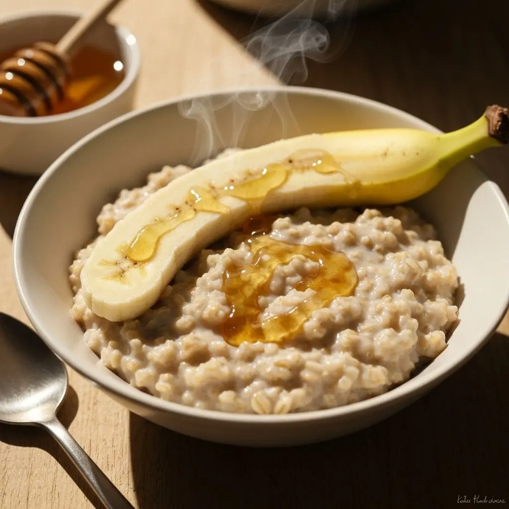 Mingau de aveia com banana e mel
